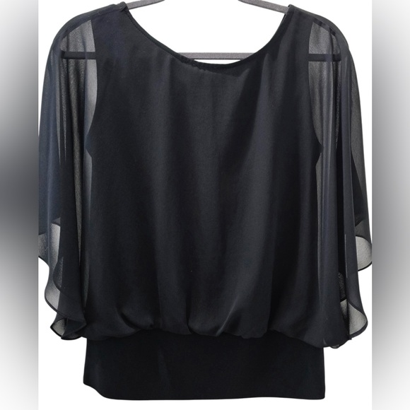 Joseph Ribkoff Black Sheer Embellished Blouse - Picture 2 of 6